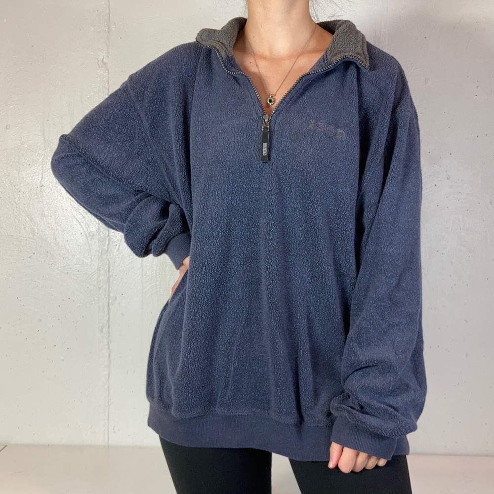 Dark Blue Izod Quarter Zip Pullover Sweatshirt